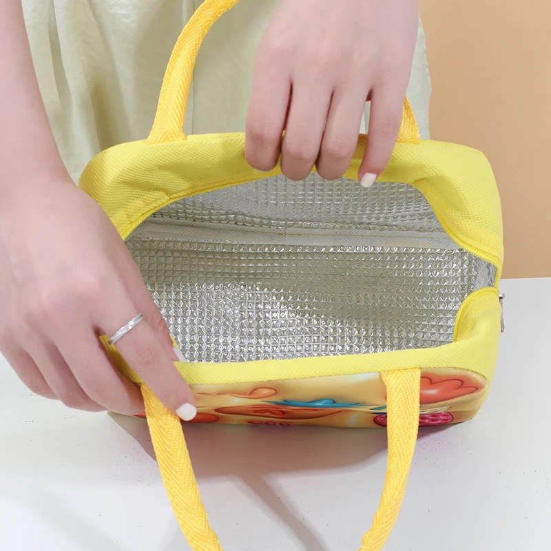 1 قطع ثلاثية الأبعاد الكرتون الأطفال الغداء حقيبة العزل الحراري الألومنيوم احباط مقاوم للماء أكسفورد القماش بينتو حقيبة أدوات المائدة في الهواء الطلق