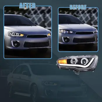 適用於 2008-2020 年三菱 Lancer EVO X 第九代的頭燈總成,附日間行車燈和方向燈,即插即用投影儀 12 最佳銷售 三菱藍瑟 Evo 9 - №8