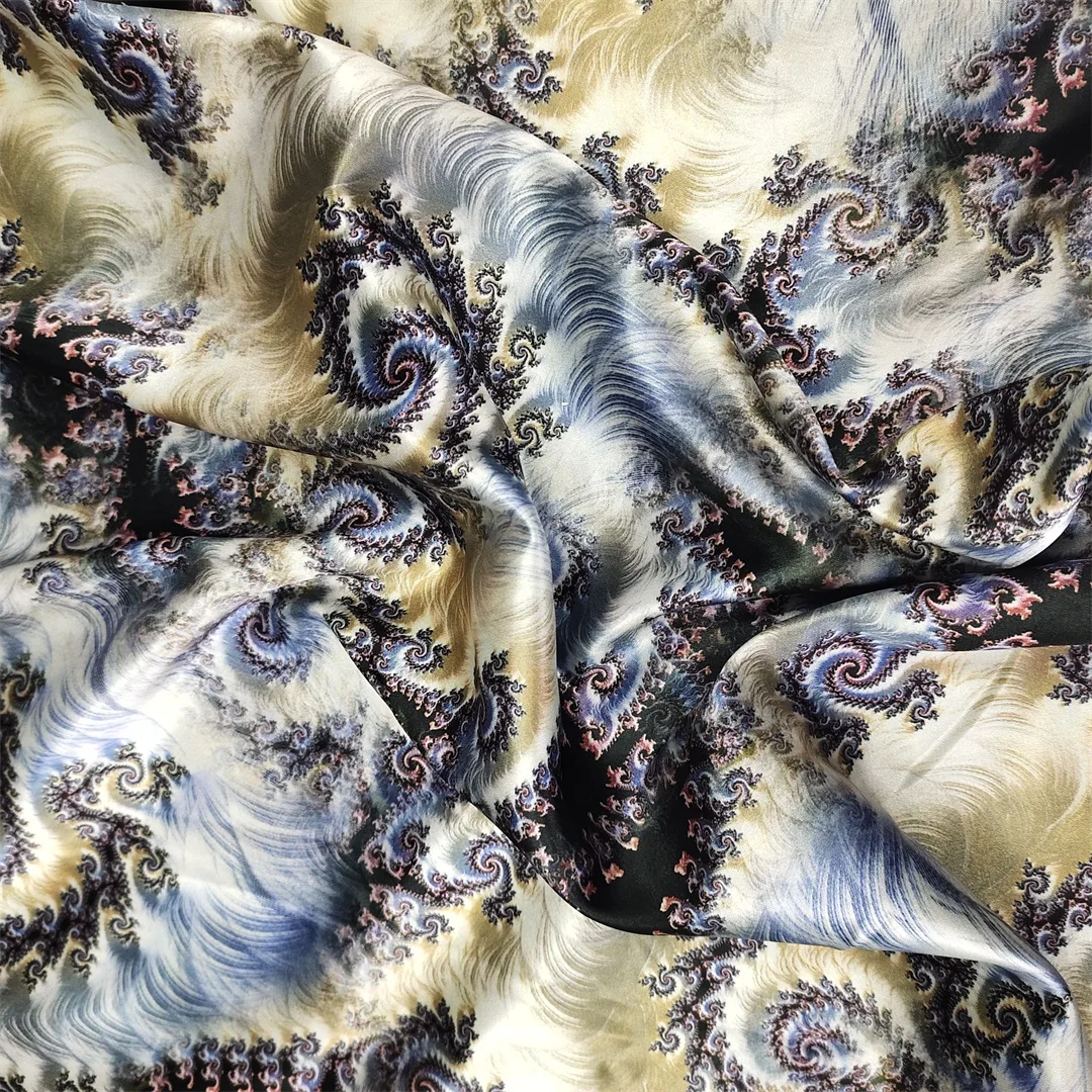 

Luxury High Quality Sustainable Woven Digital Print 100 Polyester Fabric Floral Print Silk Satin Fabric For Clothing