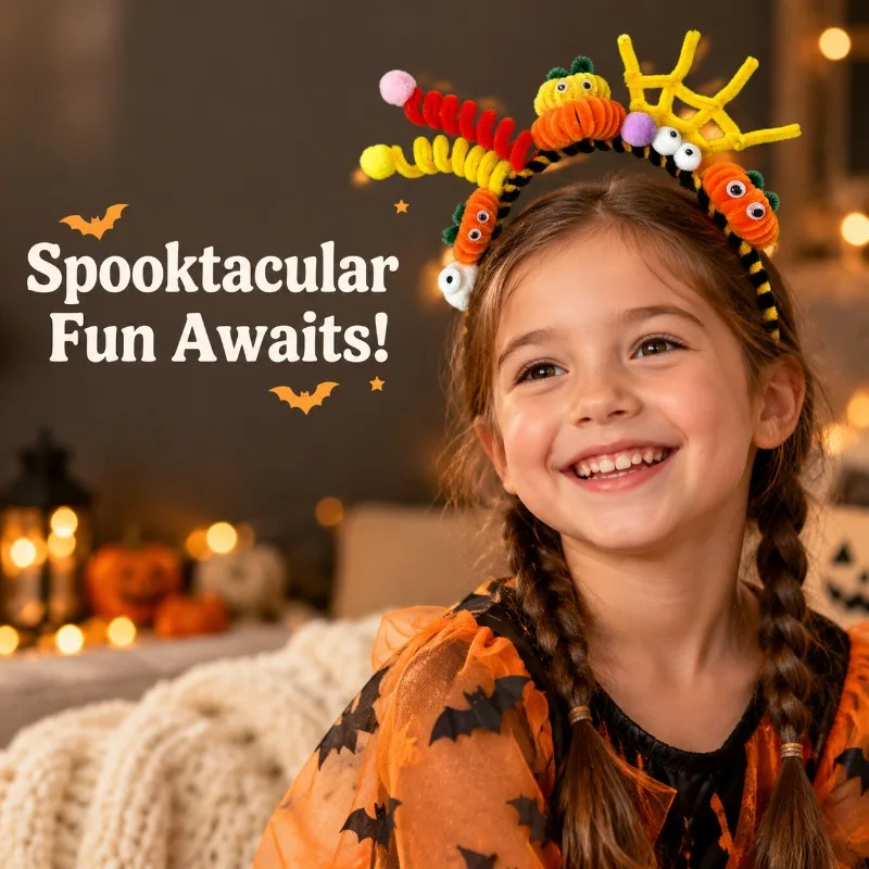 Halloween party photo props cobweb‑striped pumpkin headband