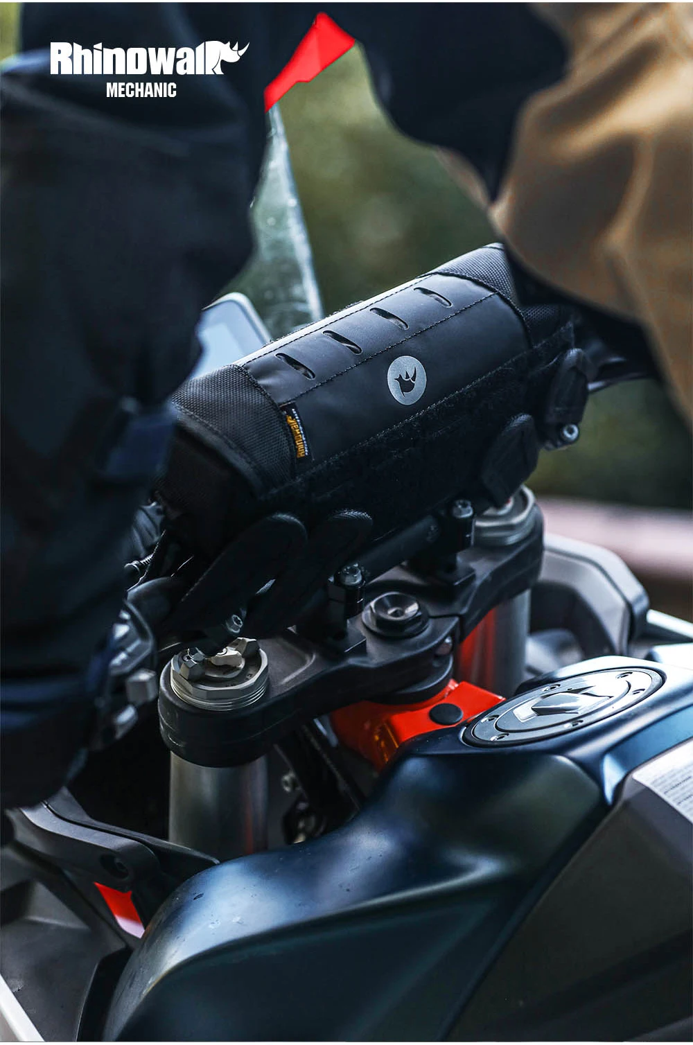 Rhinowalk Motorrad-Lenkertasche, stabile Aufbewahrungstasche, Reise-Umhängetasche mit Molle-System und Regenschutz für ADV-Zubehör – Detail 2
