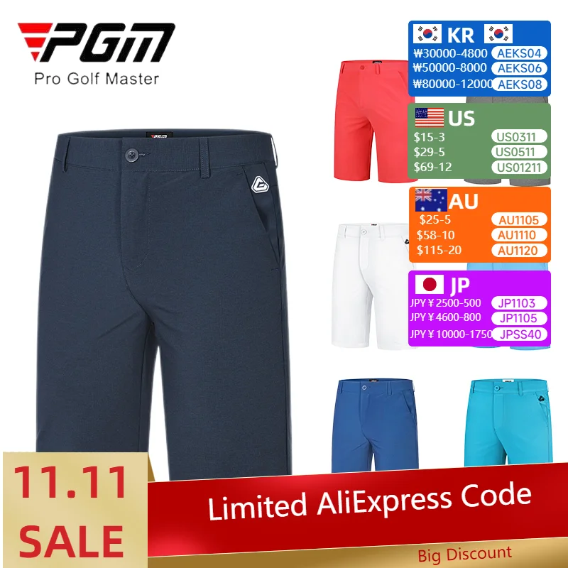 

Мужские дышащие шорты для гольфа PGM, мужские эластичные спортивные брюки, мужские тонкие быстросохнущие спортивные брюки, летние Прямые повседневные шорты для гольфа