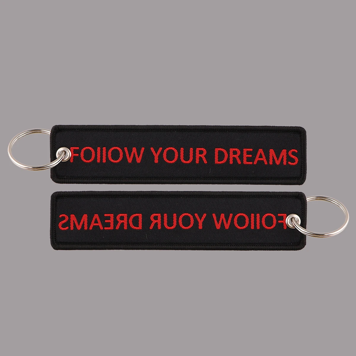 

1PCS Follow You Dreams Quotation Embroidery Key Fobs Keychain for Motorcycle Cars Key Holder Pendant Jewelry Chaveiro Gifts