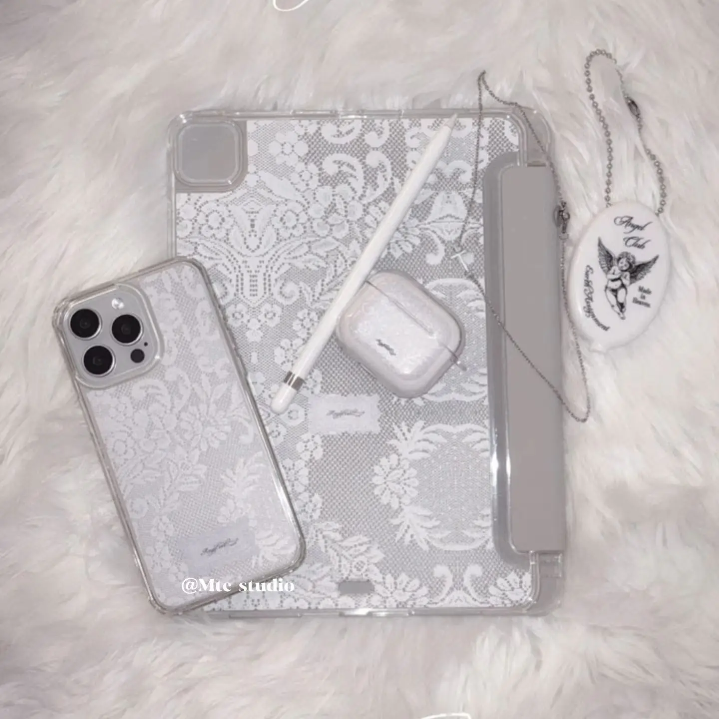 Black White Lace Sweet For 2026 iPad Air 11 Case iPad 10th Gen 11th A16 9th Mini6 7 13in iPad Pro11 4 5 10.9in 12.9 M4 M5 Case