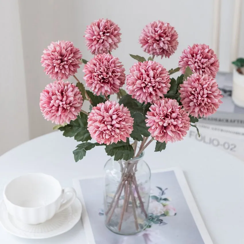 Künstliche Seidenkugel-Chrysanthemen, Heimdekoration, Wohnzimmer, Outdoor-Gartendekoration, Valentinstag, Hochzeit, Brautfeier, Geschenke