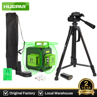 Huepar Laser Level 12 Lines 3D Green Lines Horizontal Vertical Cross Lines 360°Auto Self-Leveling Laser Tools with 1.2M Tripod
