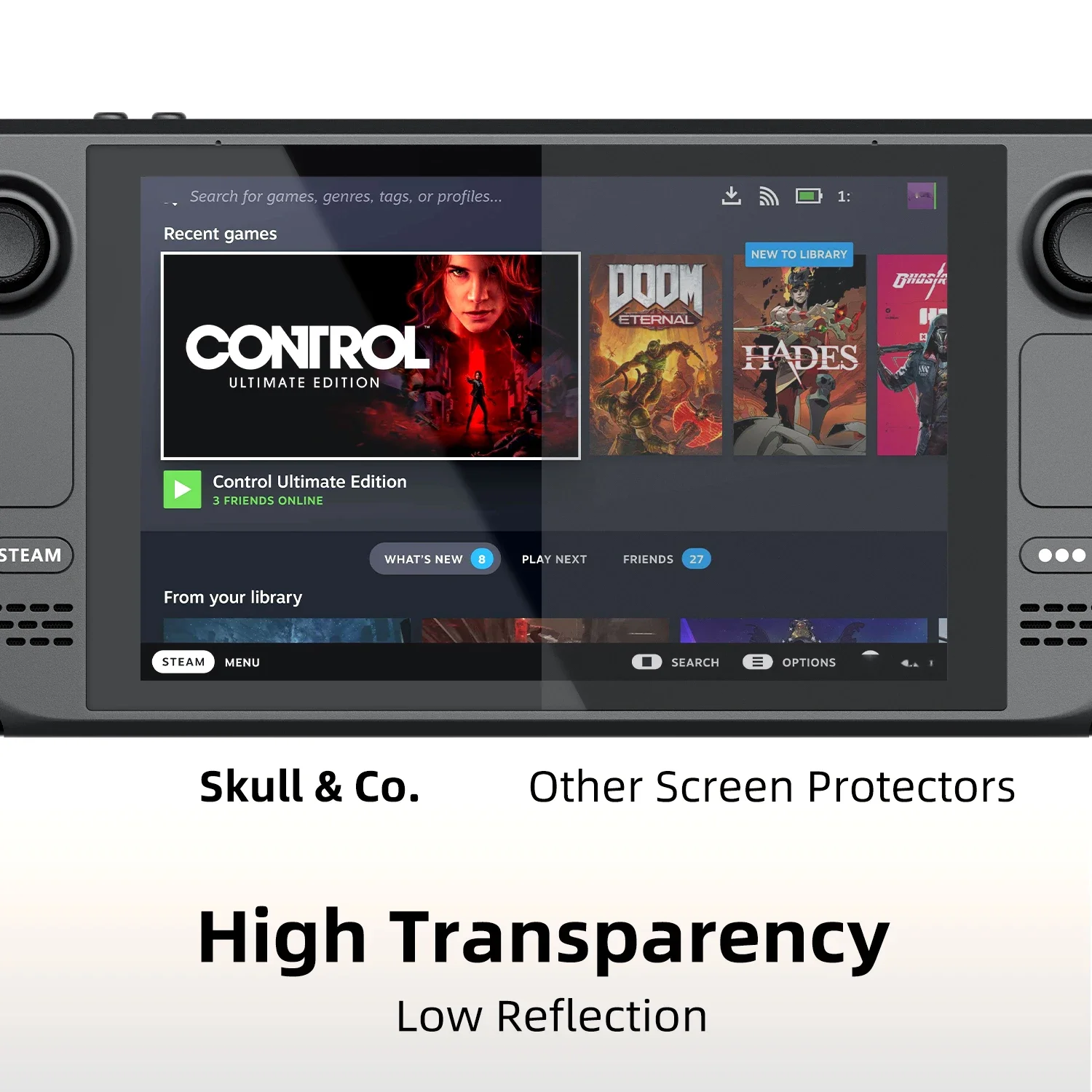 Osłona ekranu Skull & Co. Folia ze szkła hartowanego z pozycjonerem do Steam Deck LCD/OLED 2 sztuk/paczka — zdjęcie produktu 4
