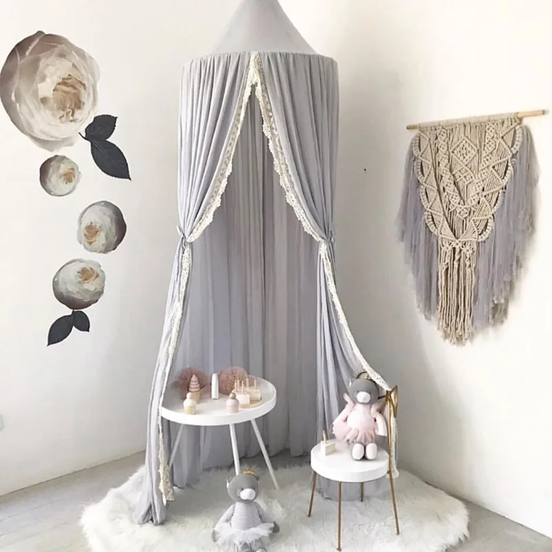 Ins New Summer Chiffon Lace Baby Mosquito Nets Dome Children's Room Tents Mosquito Nets Three Colour Options