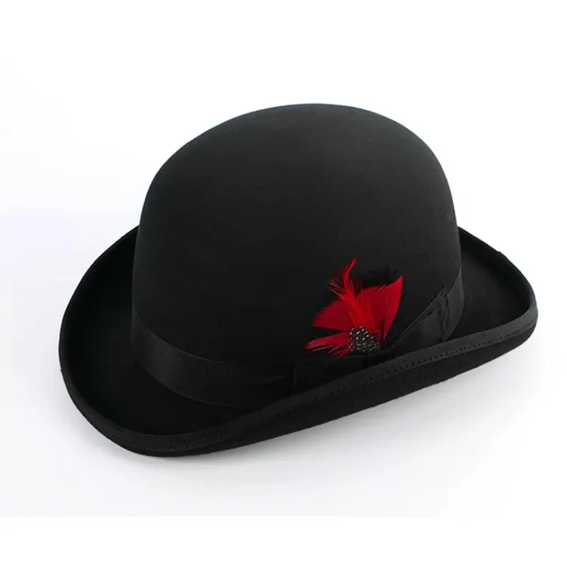 Black Bowler Hat Billycock Bob Hat Bombín Hard Felt Rounded Crown Wool Fedora Charlie Chaplin Laurel Hardy John Steed Derby