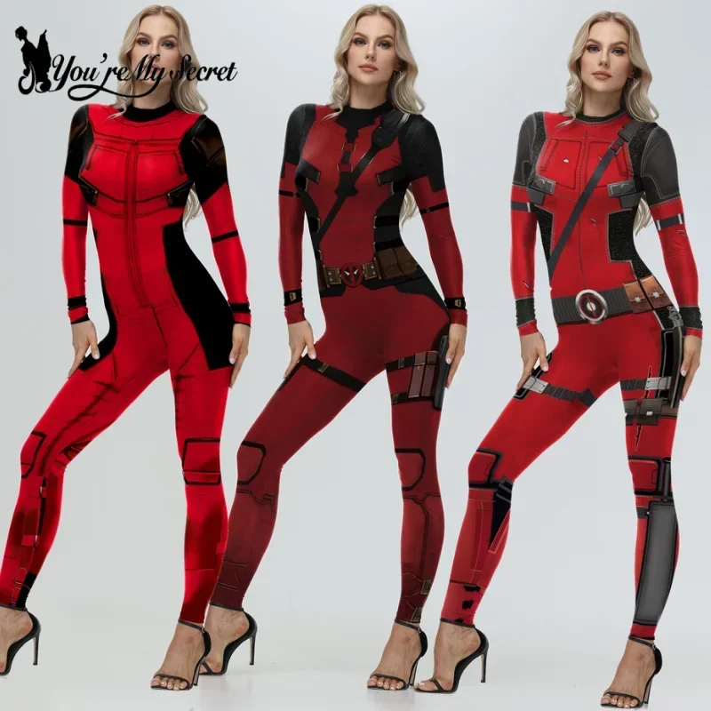 [You're My Secret] Cosplay Superhero Wolverine Deadpool Costume Anime Halloween Party Zentai Catsuit Women Men Bodysuit Jumpsuit