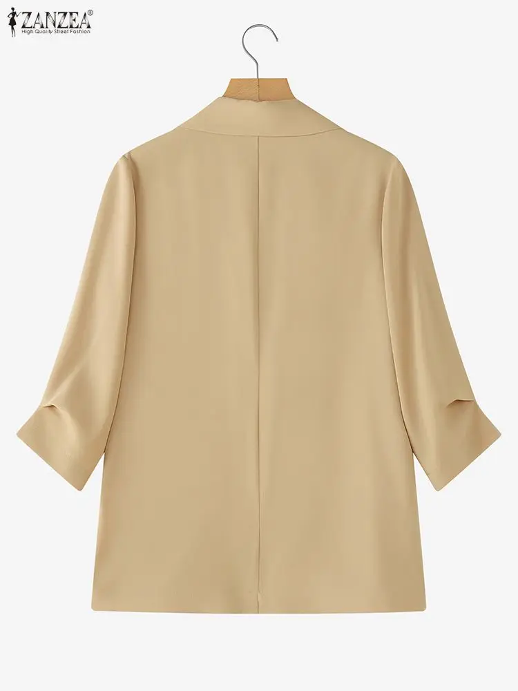 سترة ZANZEA أنيقة OL للسيدات للخريف مزدوجة الصدر 3/4 كم معاطف فضفاضة متينة موضة 2025 معطف خارجي للسيدات للمكتب #5