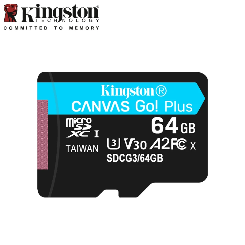 بطاقة Kingston Canvas Go Plus Micro SD 64GB 128GB 256GB 512GB بطاقة الذاكرة V30 U3 بطاقة فلاش تصل إلى 170 ميجابايت/ثانية قراءة لبطاقة TF للهاتف