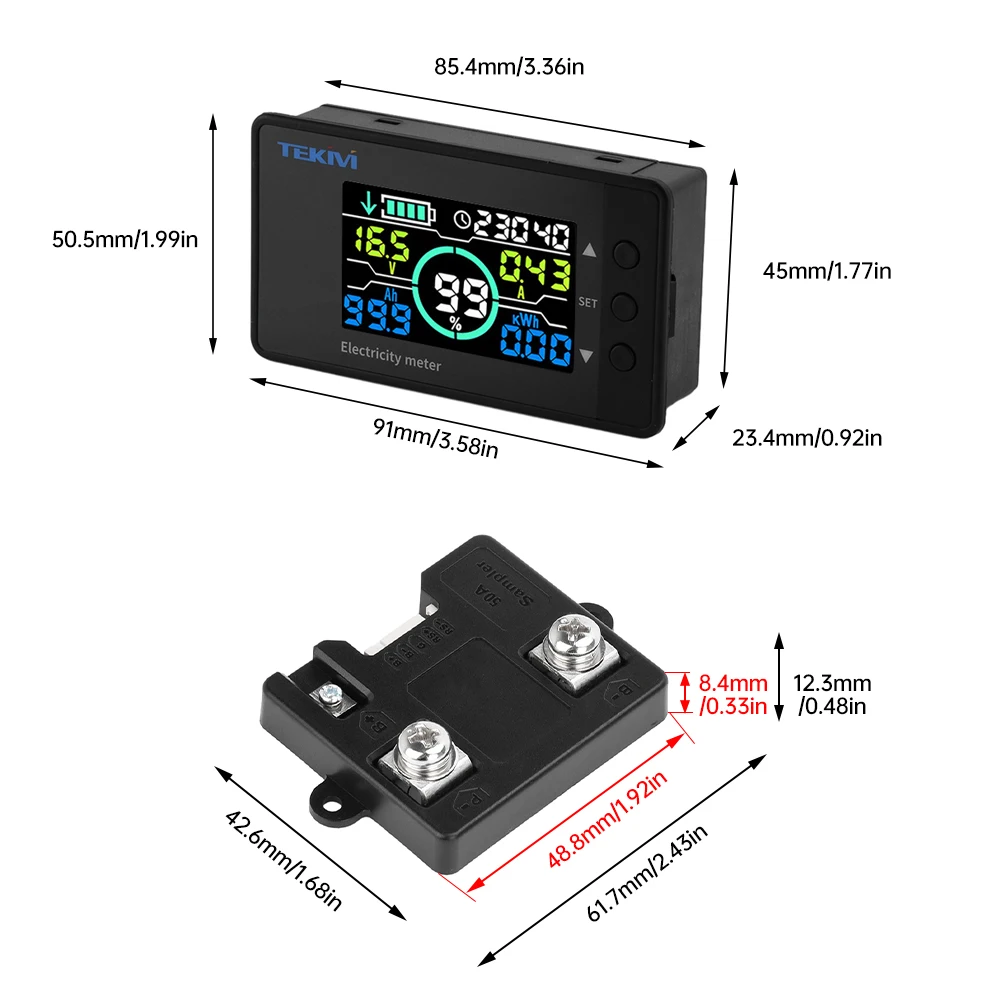 DC 7.5~100V Coulomb Voltage Ammeter Power Indicator Lithium Iron Phosphate Bidirectional Detection For Electric Vehicle