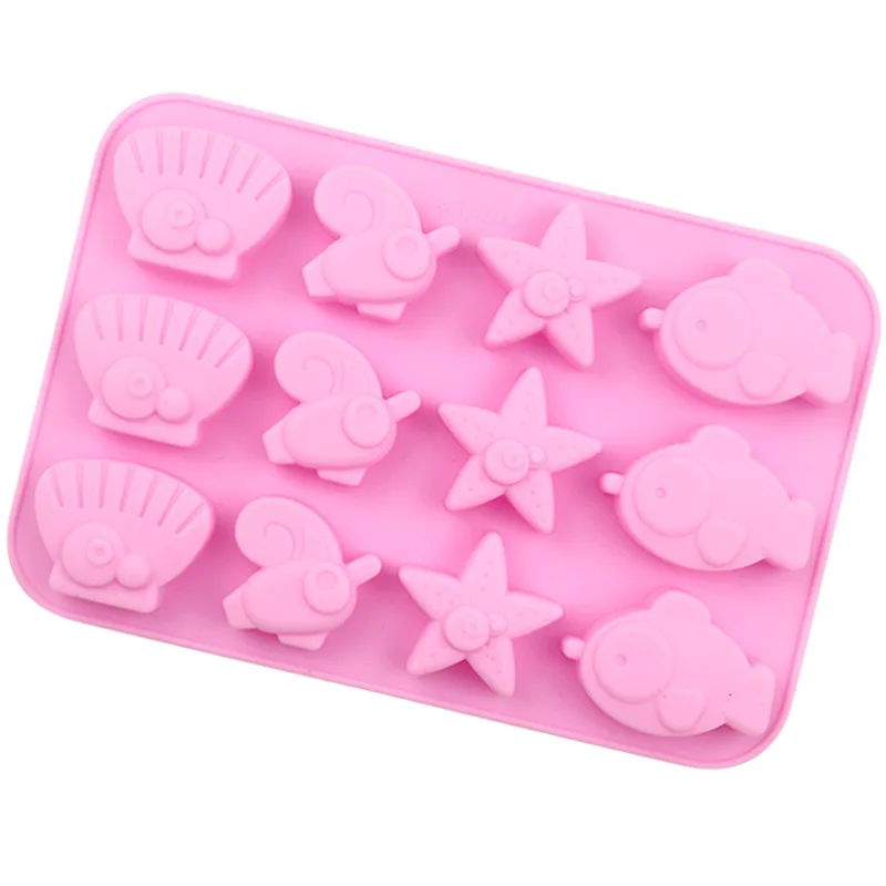 Creative 12-even Marine Animal Starfish Shell Fish Cake Decoration Mold Chocolate Mould 082