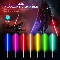 set regalo per roba fantastica: spada laser in metallo da 80 cm per bambini, spada laser rvb retrattile 2 in 1 con bastoncino luminoso che cambia colore, sciabola di pixel