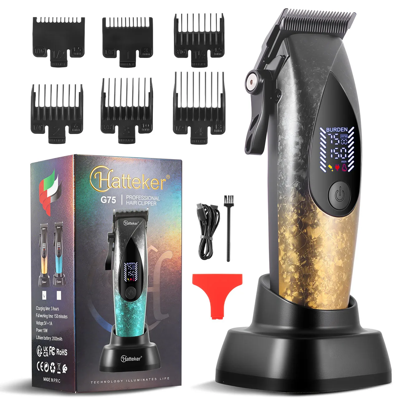 ハッテカー-ポータブル-メンズ-ヘアクリッパー-新型-家庭用-充電式-調整可能速度-lcdディスプレイ-電動バリカン