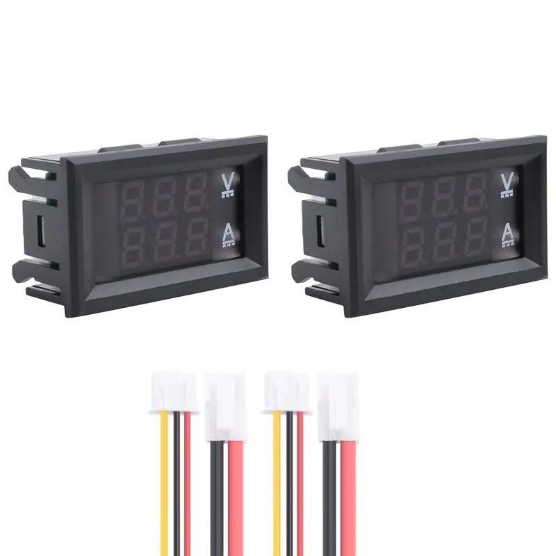 

Цифровой вольтметр-амперметр AS94-2Pcs, 100В 10А, синий + красный, двойной LED-дисплей, панельный, с подключением