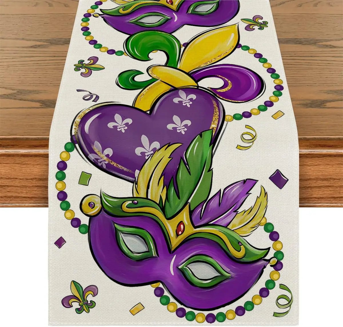 Mardi Gras Jewellery Linen Table Runner Holiday Home Party Decor New Orleans Brazi Carnival Table Runners Mardi Gras Decorations