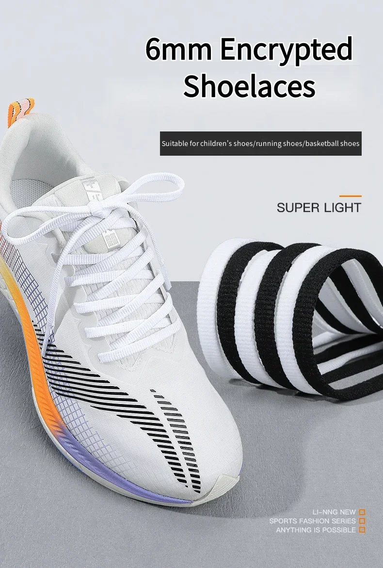 6 mm breite flache Schnürsenkel für Turnschuhe, Basketballschuhe, Schnürsenkel für Schuhe, weiß, schwarz, Schnürsenkel, 90/120/140/160 cm, Schuhzubehör – Detail 1