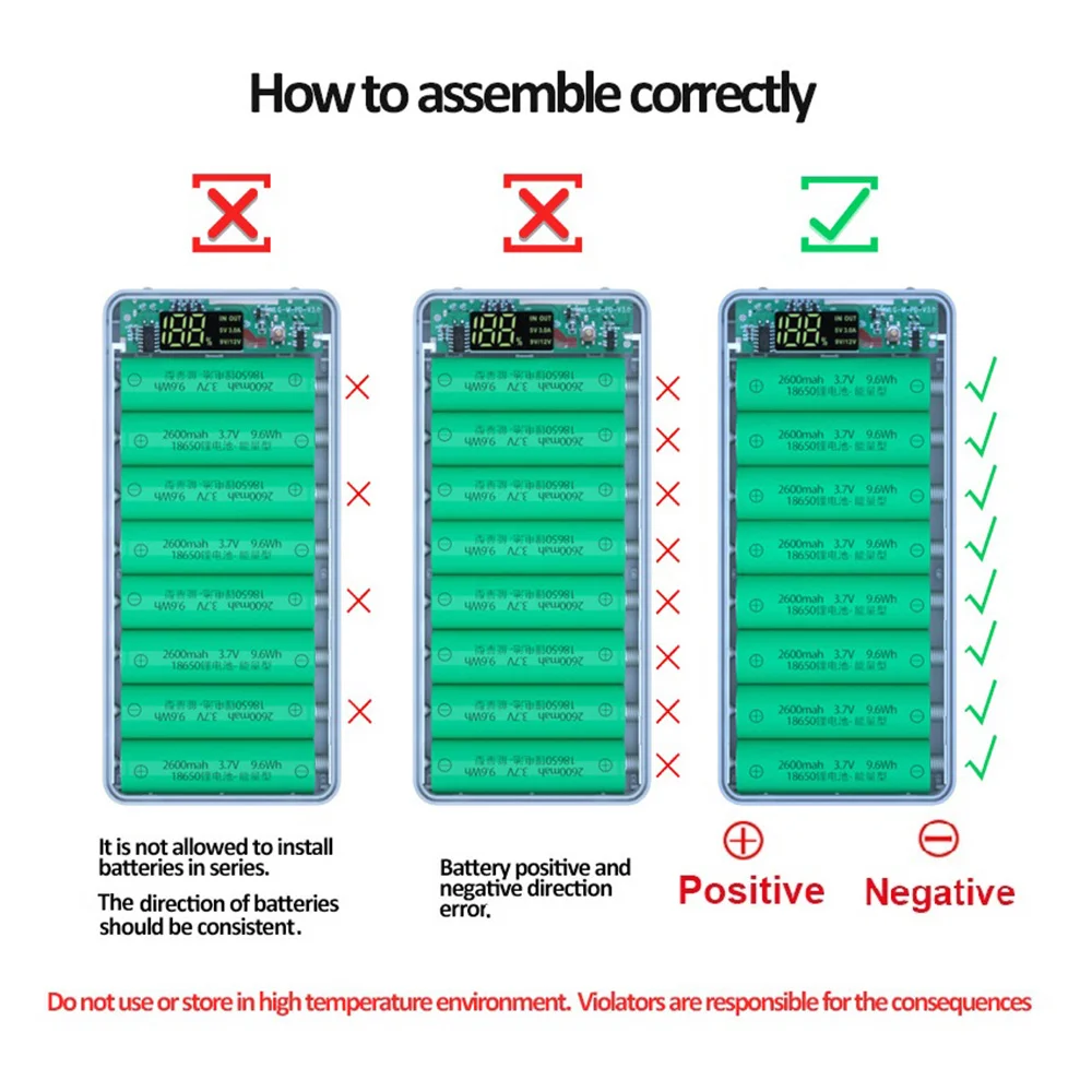 AF93-8X18650 Battery Charger Box Power Bank Holder DIY Shell Dual USB 18650 Battery Storage Box