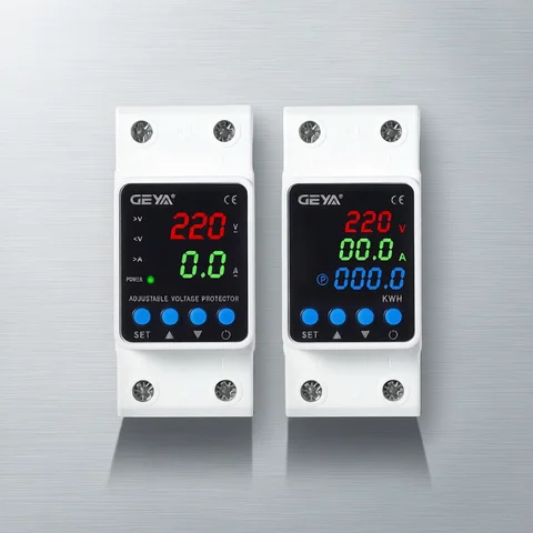 GEYA Voltage Protector GEYA Din Rail Adjustable Over Voltage Under Voltage Protection Device 40A 63A 80A 220VAC Digital Display Voltage Protector