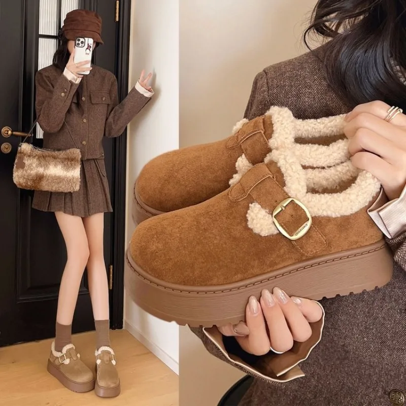 

Shallow Mouth Snow Boots Low Cut Cotton Shoes Thick and Warm Ethnic Style Flat Bottomed Oversized Women's Shoes Women's Boot New