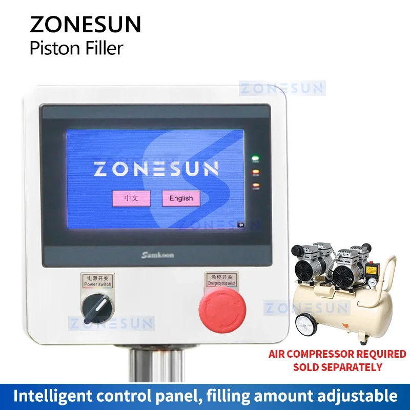 Zonesun Pneumatic Servo Piston Pump Filler Filling Machine Lotion Thick Paste Filling Equipment ZS-YT1T-1PX