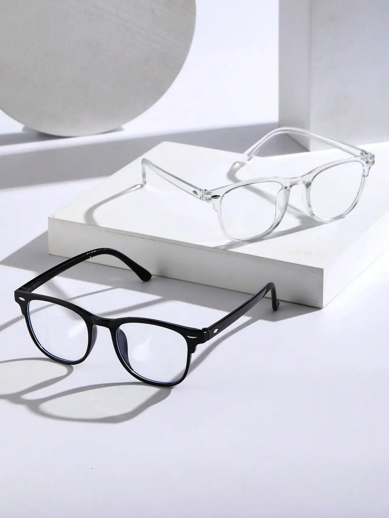 2-3PCS Unisex Square Plastic Frame Trendy Anti-Blue Light Clear Glasses For Back To School Clothing Accessories.