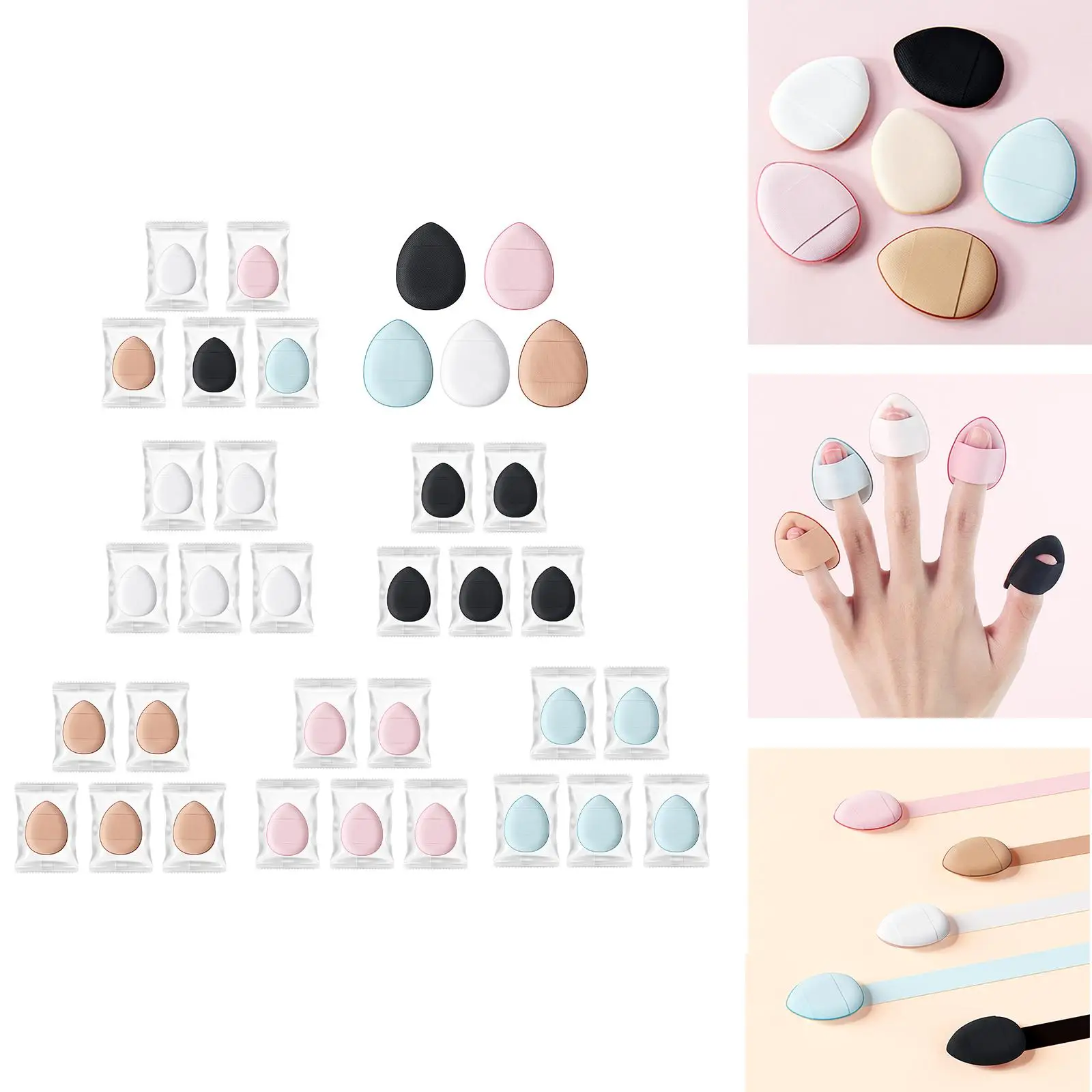 5 Pieces Finger Powder Puff, Mini Makeup Puff Blending Sponge Makeup Sponge for Foundation