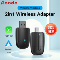 Acodo 2025 New Mini Dual interface Wireless Adapter Carplay/Android auto 2in1 function USB/Type-C convenience wired to wireless