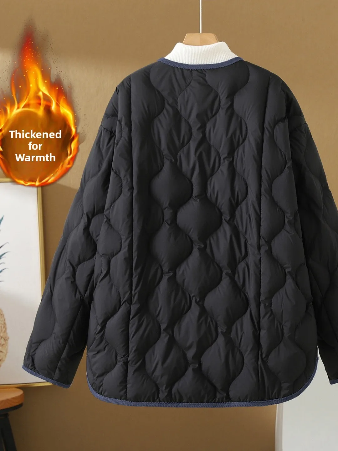 Loose Fit plus Size Casual Color Blo Cotton Jaet Women's Thiened Warm Coat Vintage Sle Online Exclusive Long Sve V...