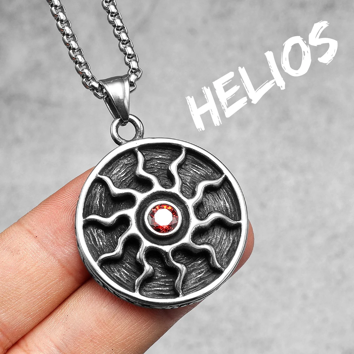 Apollo helios-男性用ステンレススチールネックレスチェーン,ロック