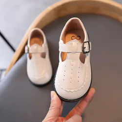 Autumn Girls Leather Shoes Fashion Solid Color Baby Girl Shoes Kids Sneakers Soft Bottom Party Dress Toddler Shoes Flats Loafers