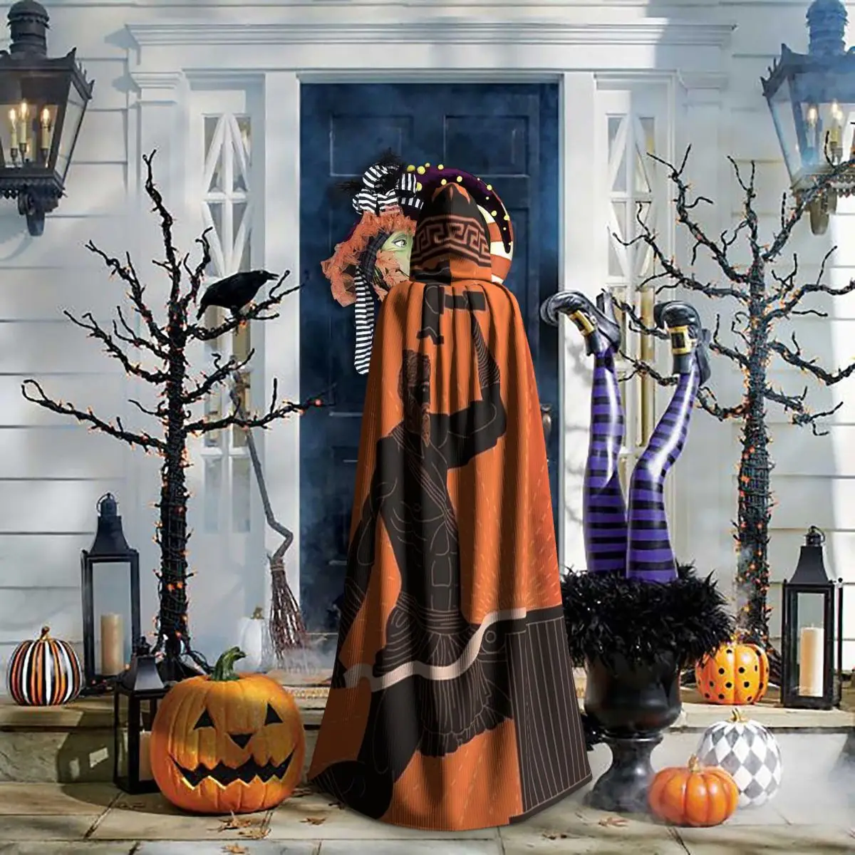 Greek Mythology Three Moirai Long Hooded Cloak Witch Medieval Costume Cosplay Cape HalloweenVampire Adult Unisex