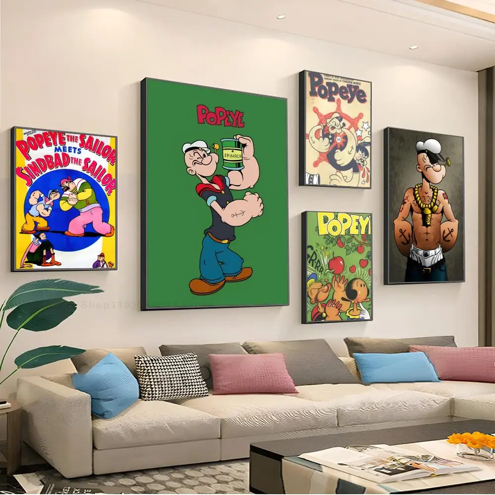 Anime P-Popeye Cartoon Poster Paper Print Home Living Room Bedroom Entrance Bar Restaurant Cafe Art Painting Decoration