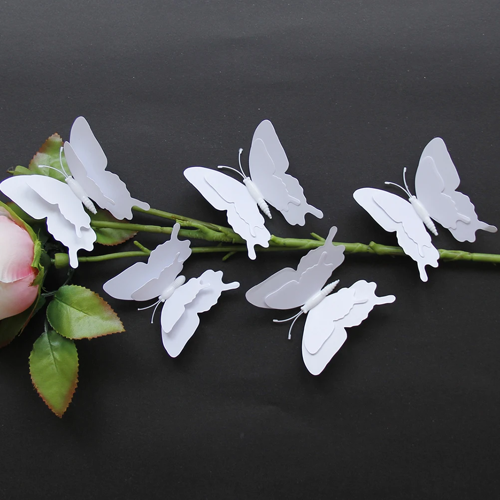 

12pcs Tail Butterfly Wall Stickers 3D Decor Mural DIY Vivid Realistic PVC Durable Anti Dust Surfaces