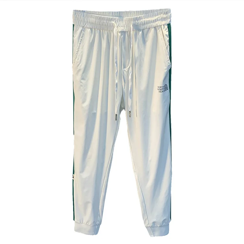 

2025 Ice Silk Pants Men's Summer Thin Fashion Printed Breathable Quick Drying Sports Stretch Casual Pants