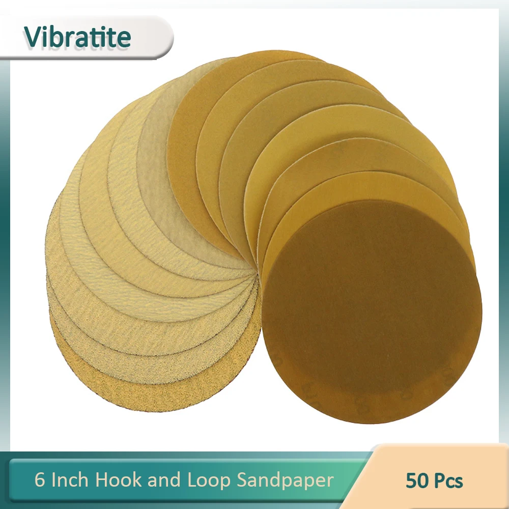 

50Pcs 6 Inch Sanding Disc 60-2000 Grit Hook and Loop Dry Sandpaper for Festool Random Orbit Sanders Grinding Woodworking