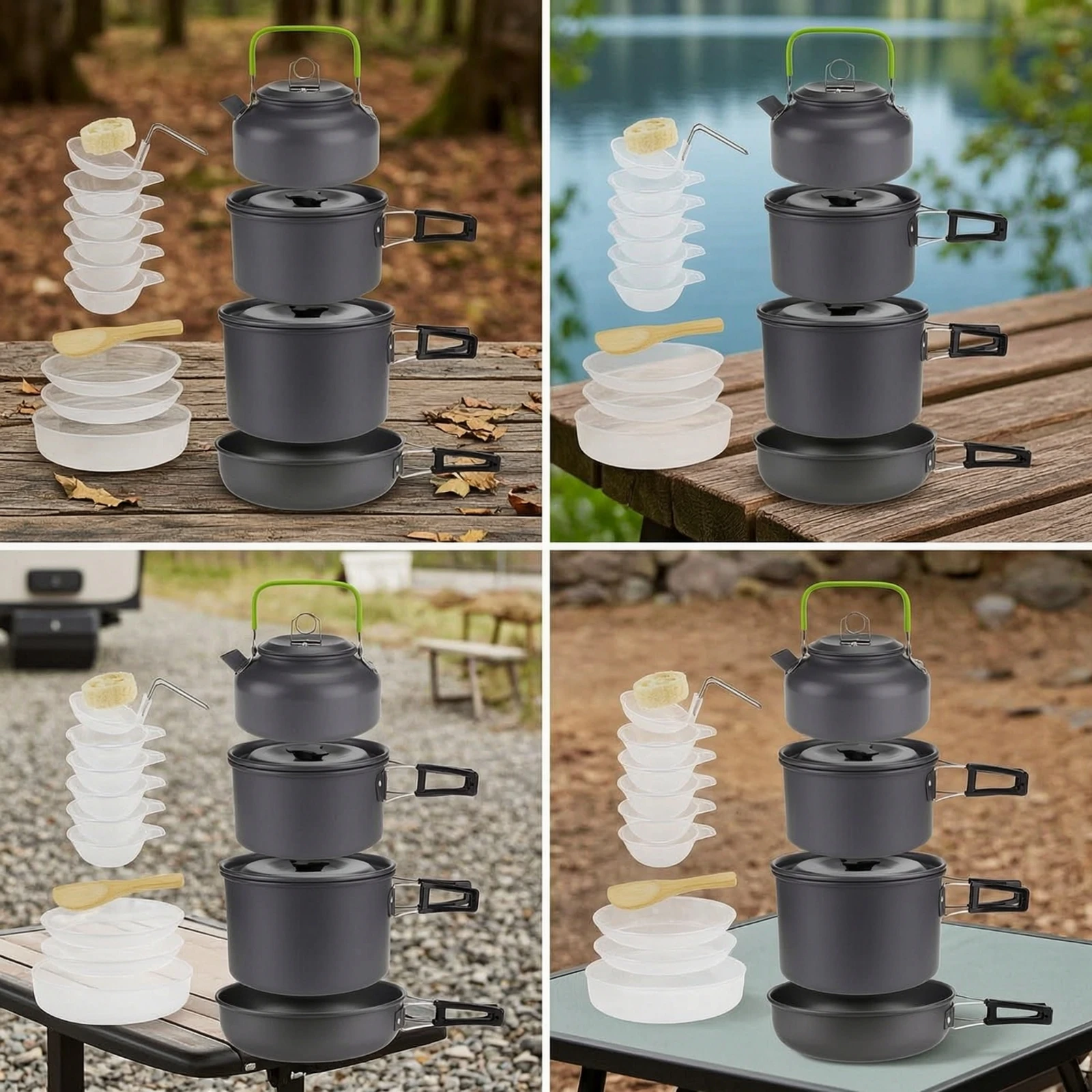 Kampeerkookset met waterkoker  - Nesting Camping Cooking Set recensie en prijs