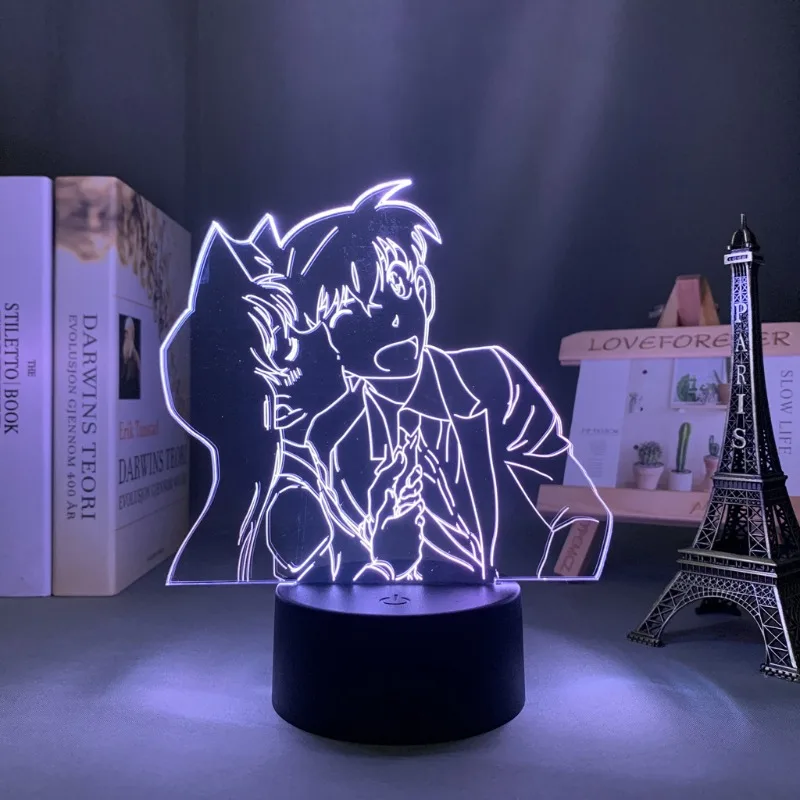 Detective Conan 3D Night Lights Anime Figure Conan Edogawa Haibara Ai Desk Lamps Children\'s Kawaii Bedhead Bedroom Decoration