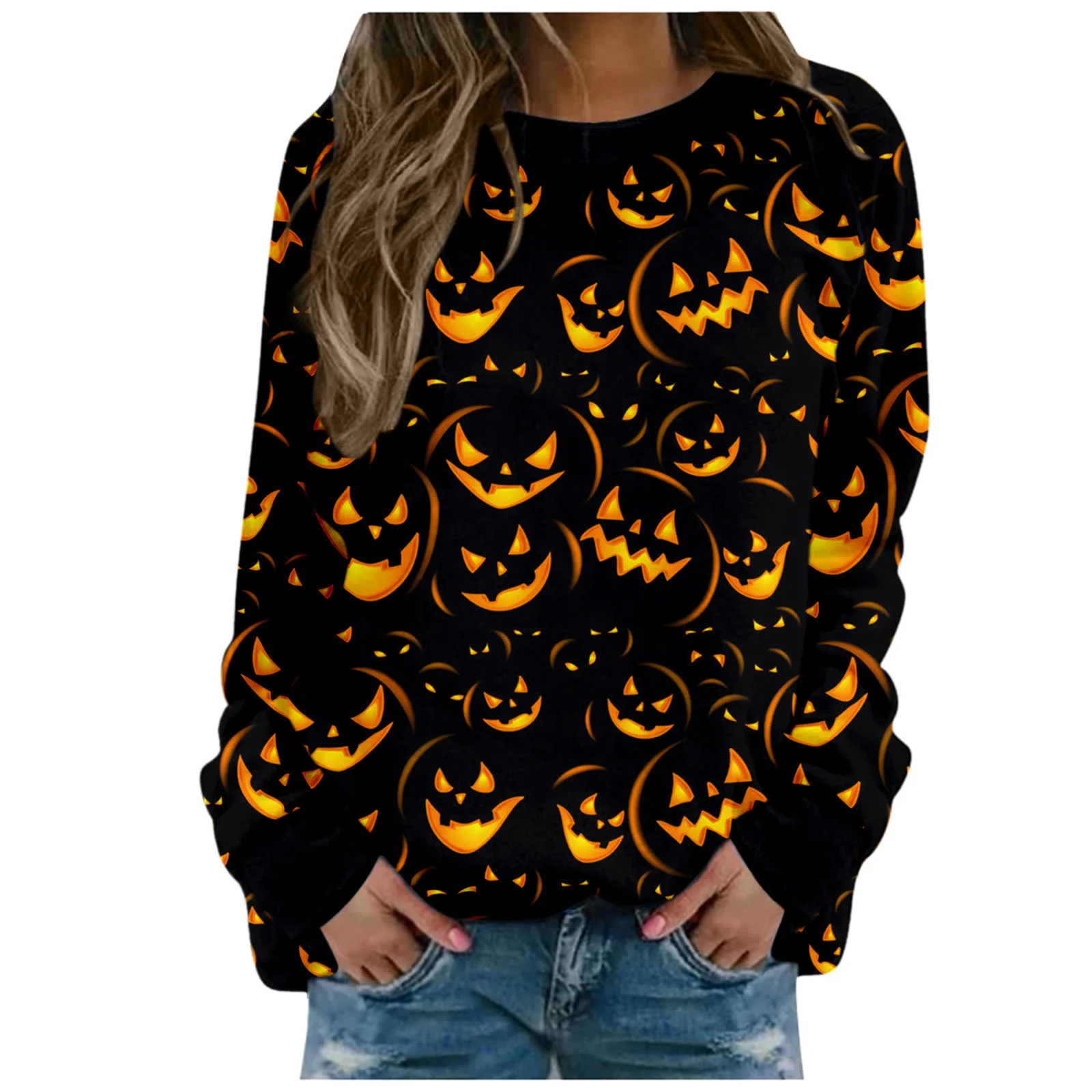 Halloween Sweatshirts Pumpkin 3D Print Hoodie Women Casual O-Neck Hoodies Streetwear Oversized Harajuku Pullover Woman Clothing