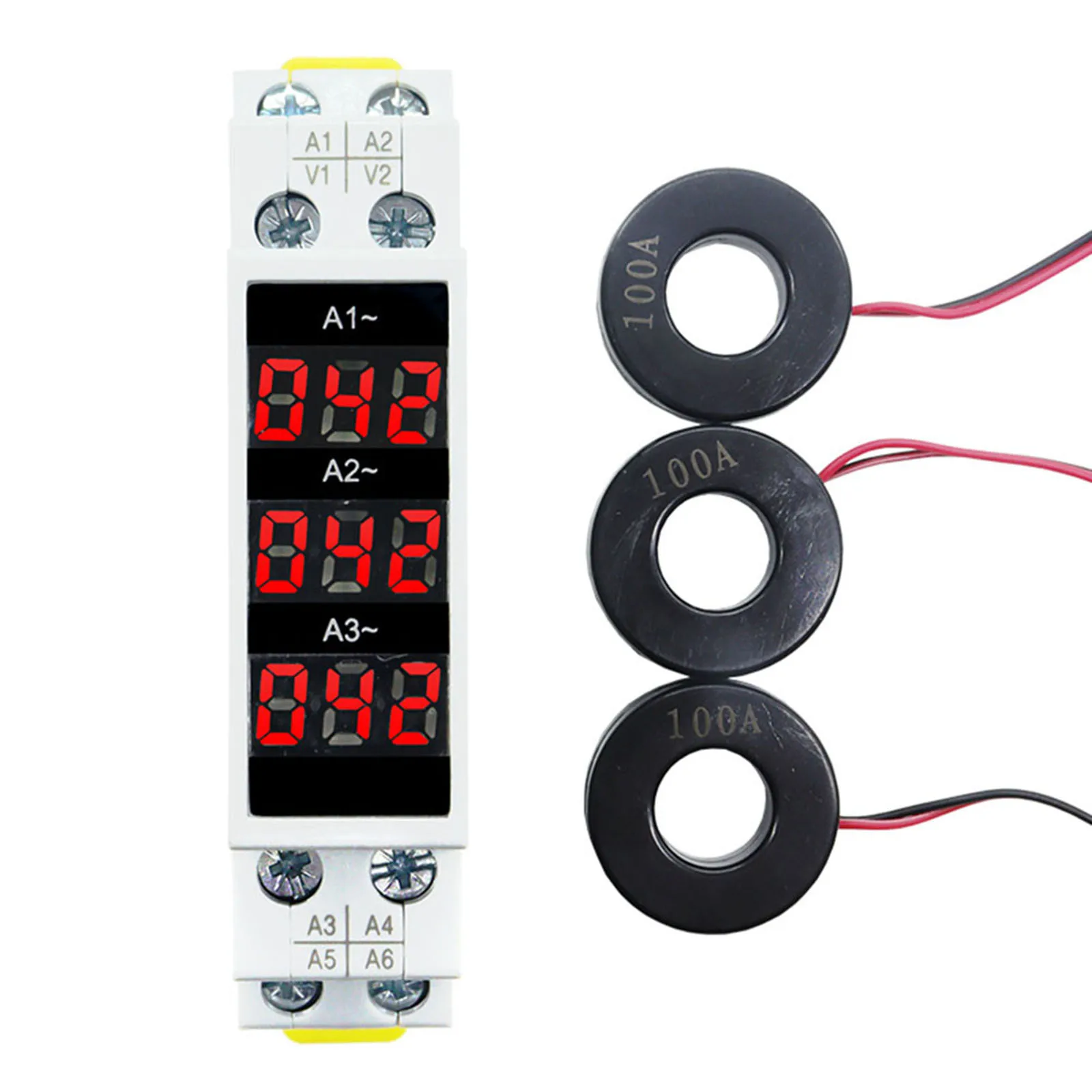 Mini Din Rail Digital Display Three-Phase Modular Current Meter Gauge Indicator For Electrician Tool