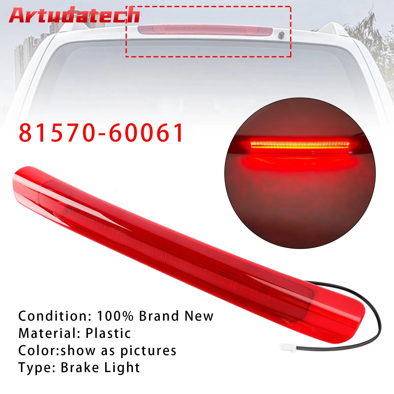 

Светодиодный задний фонарь Artudatech (третий стоп-сигнал) для Toyota Land Cruiser LX470 1998-2007, красный