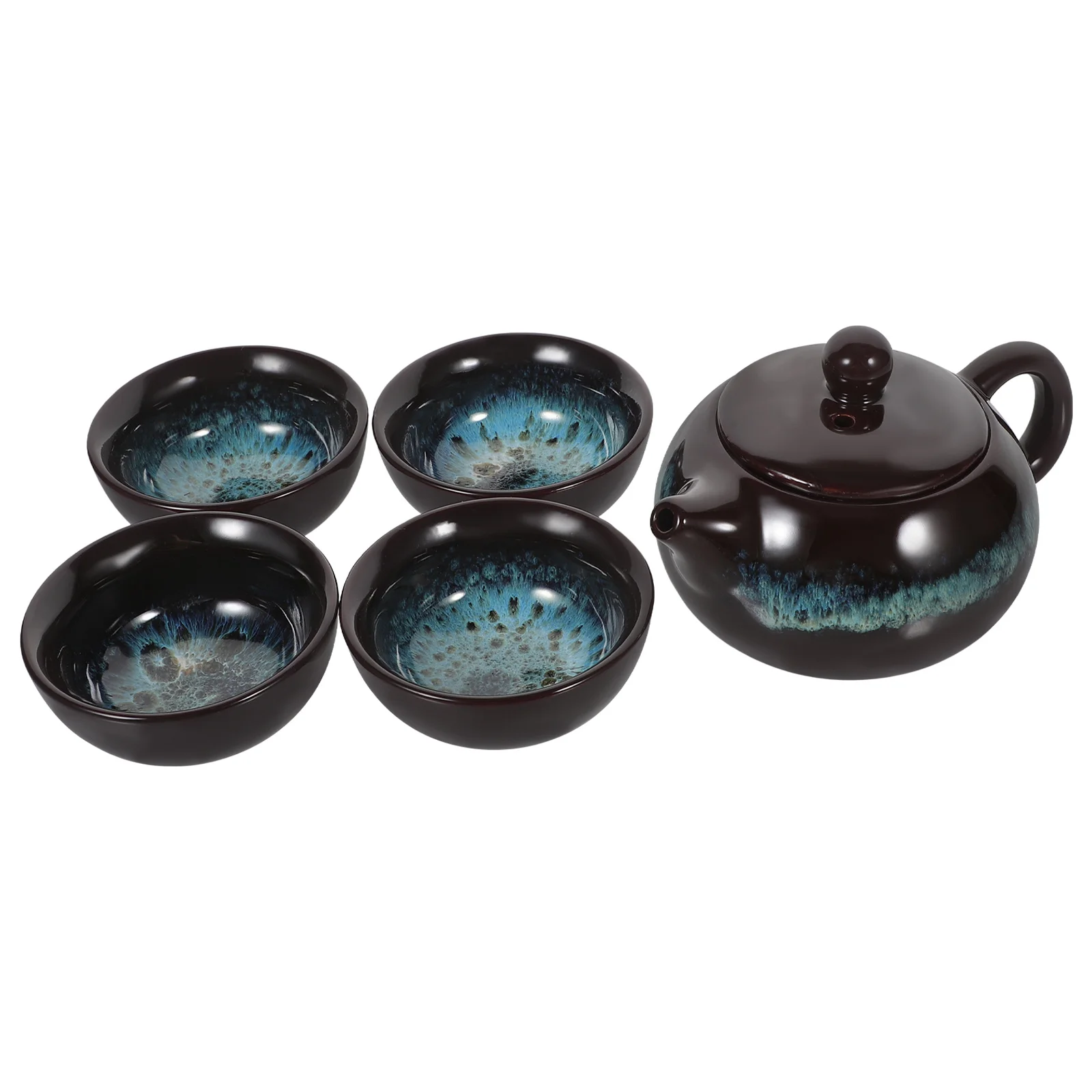 

Ceramic Tea Serving Kit Portable Cups Small Teapot Chinese Brewing Teaware Home Teacup Pots