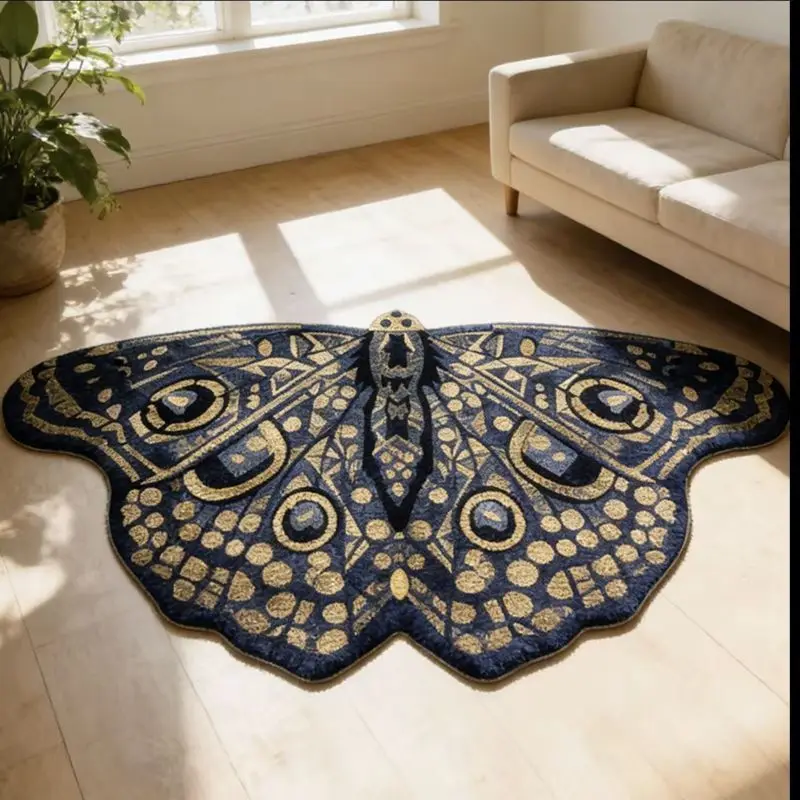 VIKAMA Flower Moth Butterfly Shaped Carpet Anti Slip Washable Floor Mat Living Room Bedroom Bedside Carpet Home Decoration