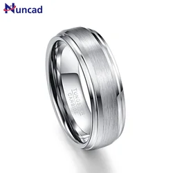 NUNCAD New Fashion Simple Men's 7mm Tungsten Carbide Ring Matte Finish Wedding Engagement Band Size 6 to 14 T022R