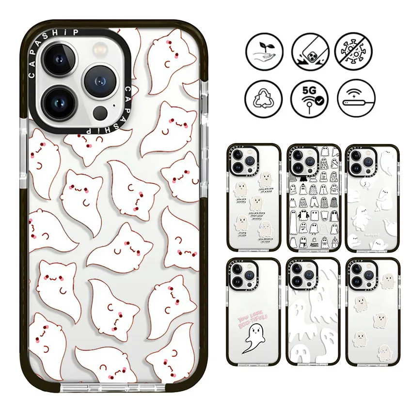 Cute Faceless Monster Ghost Case For iPhone 16 15 14 13 12 11 Pro X XS XR Max 7 8 Plus SE Soft TPU Shockproof Back Cover