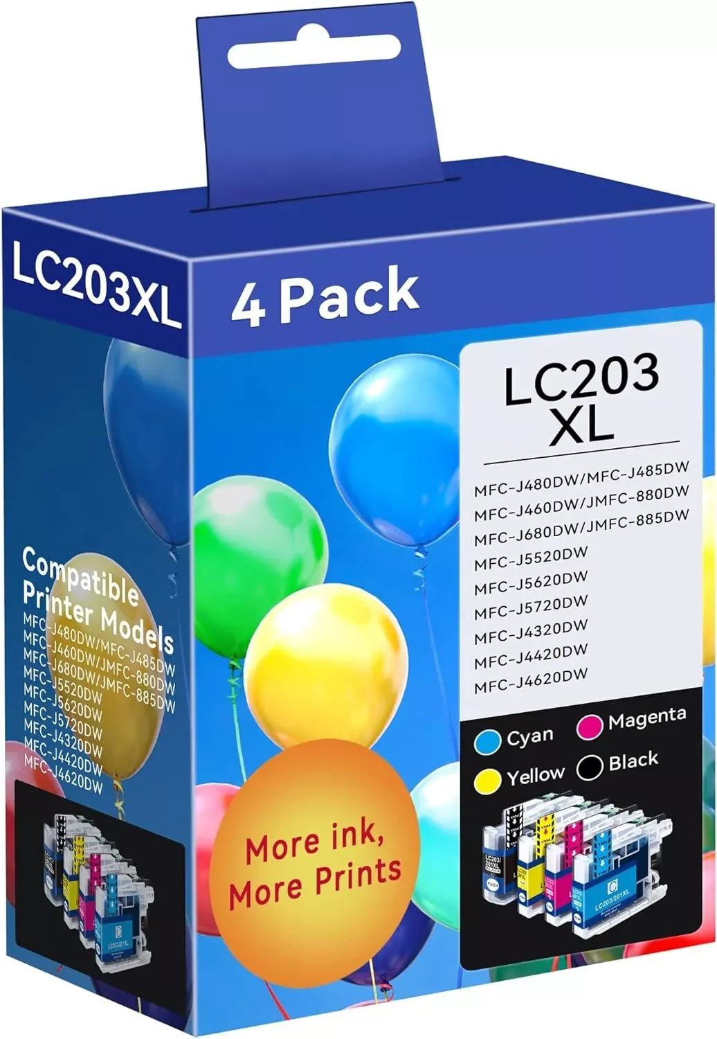 4pk LC-203 LC203 XL Ink Combo For Brother MFC-J460dw MFC-J480dw MFC-J485dw LC201