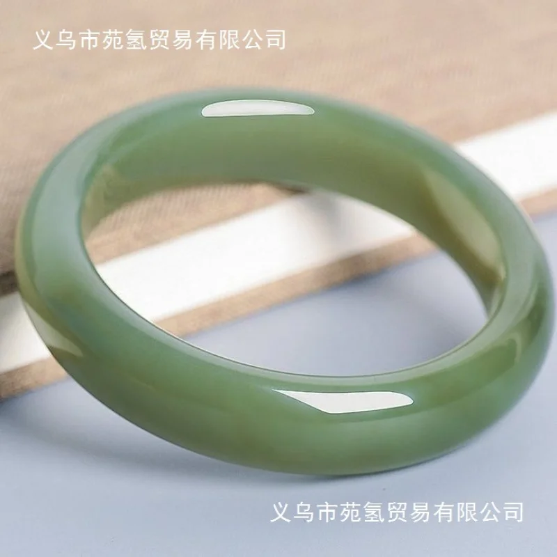 

Браслет из натурального нефрита Хэтиан (Синьцзян), синий, женский, зеленый, в форме шины, подарок