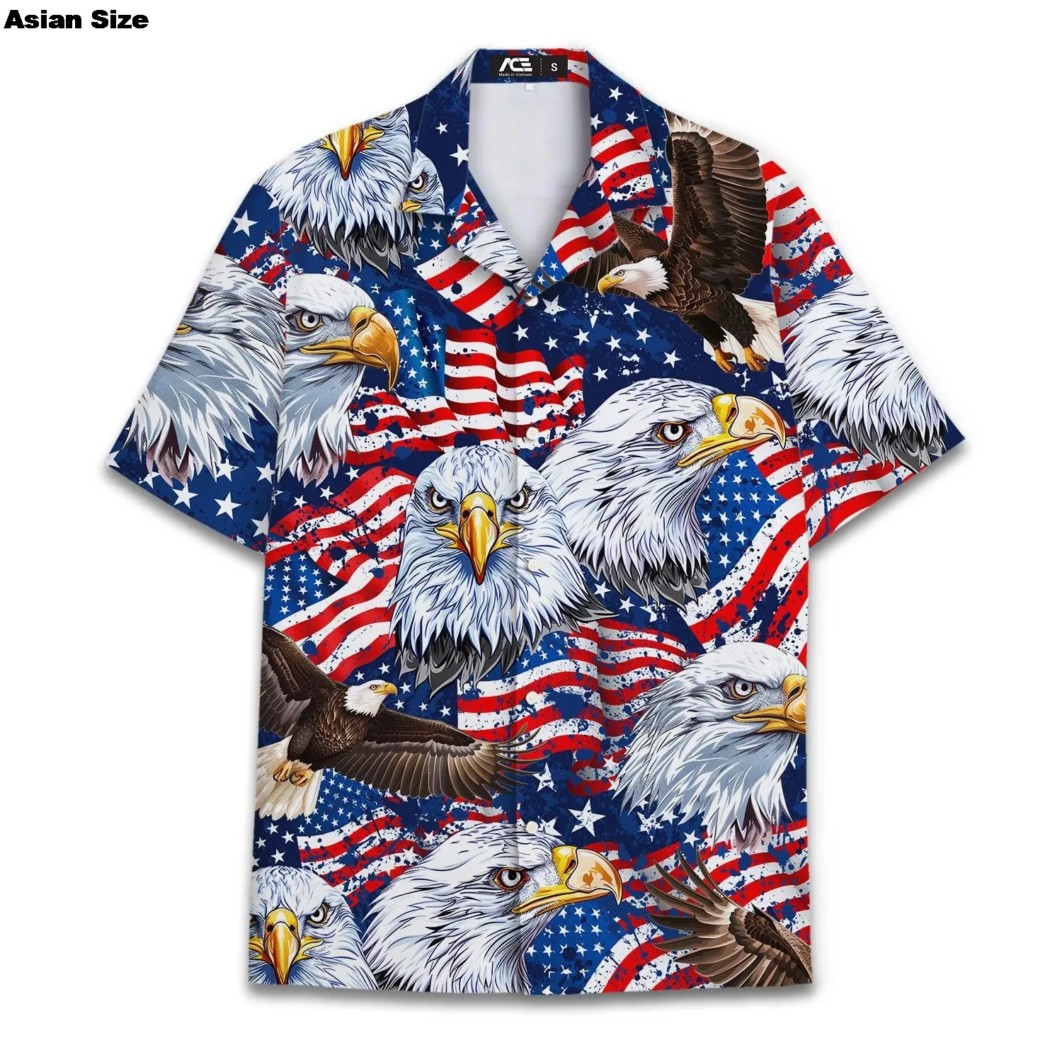 Camisas hawaianas American Eagle para hombre, camisas con bandera de América, camisas de manga corta con botones para hombre, camisa patriótica para hombre, ropa